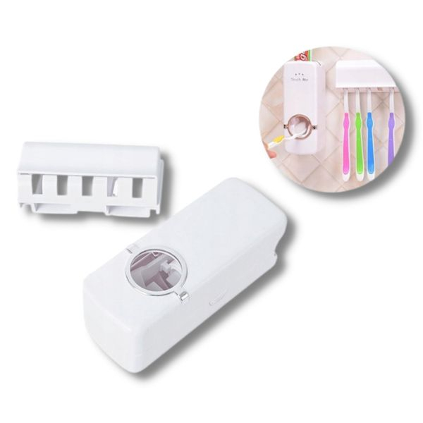 Dozator Pasta de Dinti si cu Suport pentru 5 Periute Auto-Adeziv Fixare pe Perete Alb Capacitate 250ml – IoArtify.ro [3]