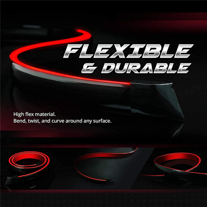 Eleron auto cu lampă stop frână LED 12V, flexibil, autoadeziv, pentru autoturisme, 120cm, negru [10]