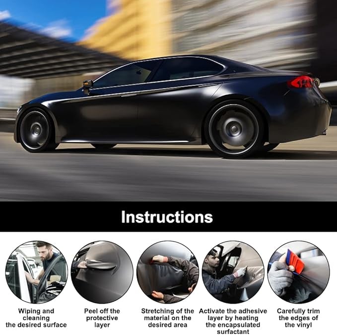 Folie auto pentru colantare integrala Termoplastica cu tehnologie BUBBLE FREE culoare Negru finisaj Mat dimensiune 3 metri pe 1,52 metri – IoArtify.ro [7]