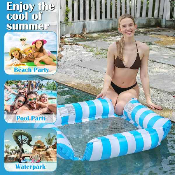 Fotoliu Gonflabil Pentru Piscina sau la Plaja Maxim 180 Kg 100 cm x 100 cm Alb cu Albastru Deschis – IoArtify.ro [7]