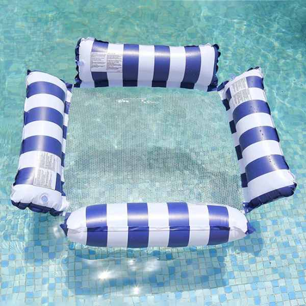 Fotoliu Gonflabil Pentru Piscina sau la Plaja 100 cm x 100 cm Maxim 180 Kg Alb cu Albastru Inchis - IoArtify.ro [3]