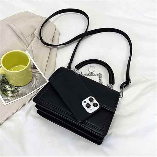 Geanta de Umar cu Lantic Model cu Elegant Piele Ecologica 21 cm x 16 cm x 7.5 cm Negru - IoArtify.ro [3]