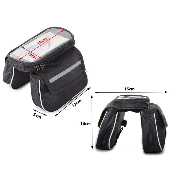 Geanta Depozitare cu 3 Compartimente si 2 Buzunare Rezistenta la Apa Montare pe Cadrul Bicicletei Velcro Negru Capacitate Mare – IoArtify.ro [6]