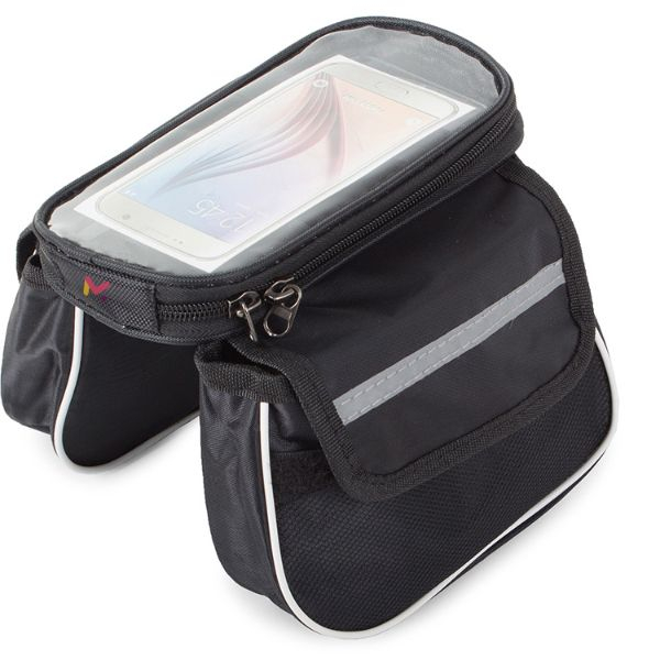 Geanta Depozitare cu 3 Compartimente si 2 Buzunare Rezistenta la Apa Montare pe Cadrul Bicicletei Velcro Negru Capacitate Mare – IoArtify.ro [4]