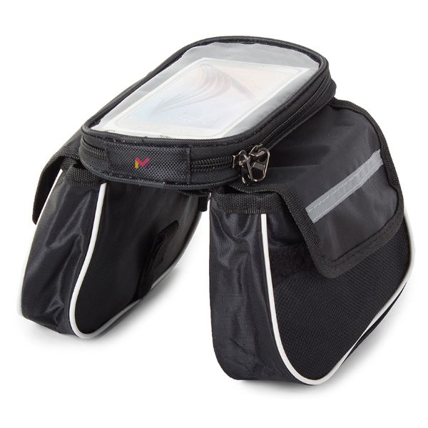 Geanta Depozitare cu 3 Compartimente si 2 Buzunare Rezistenta la Apa Montare pe Cadrul Bicicletei Velcro Negru Capacitate Mare – IoArtify.ro [2]