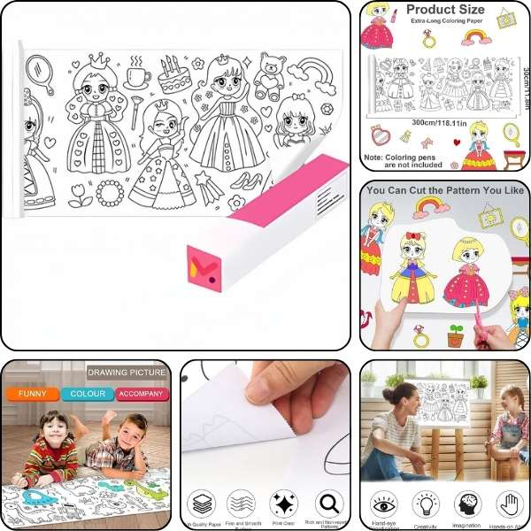 Ghiozdan pentru Copii Impermeabil cu Port USB 30 x 14 x 47 cm Violet cu Rola Hartie Autoadeziva pentru Desenat 3 m x 30 cm Model Printese si 48 Markere Colorate – IoArtify.ro [4]