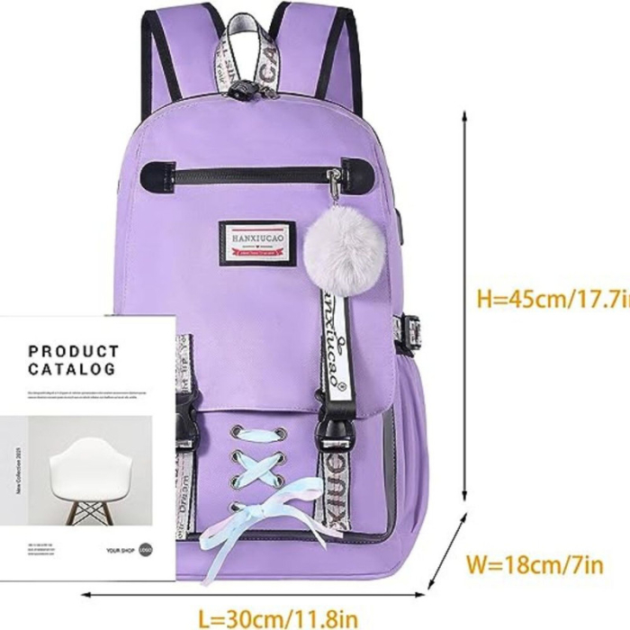 Ghiozdan Smart pentru Copii Material Impermeabil cu Port USB 20 35 L Violet – IoArtify.ro [7]