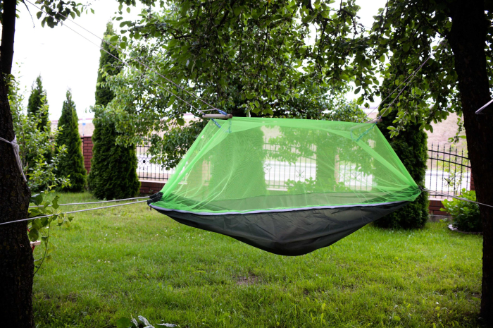 Hamac de Camping Dublu 200 x 100 cm cu Plasă de Țânțari Verde - IoArtify.ro [3]
