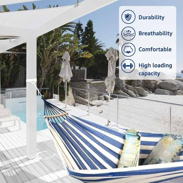 Hamac de Gradina cu Suport de Lemn Anti-Incalcire 280 x 80 cm – IoArtify.ro [6]