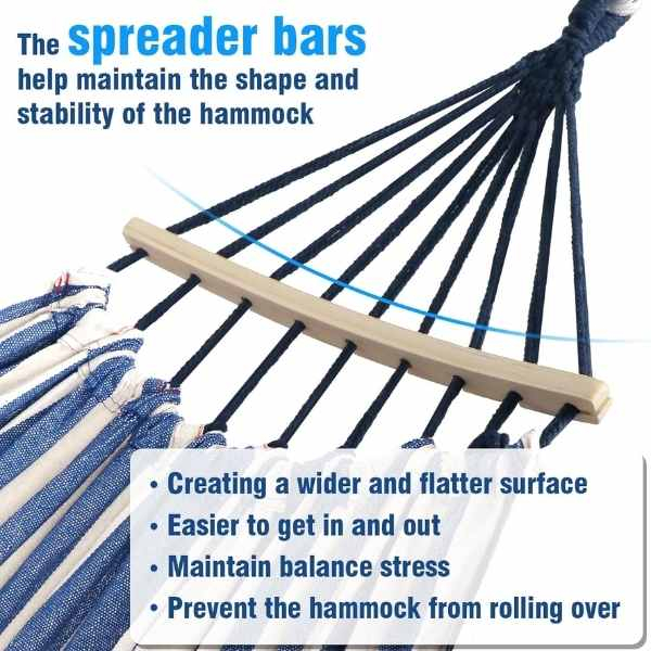 Hamac de Gradina cu Suport de Lemn Anti-Incalcire 280 x 80 cm – IoArtify.ro [2]