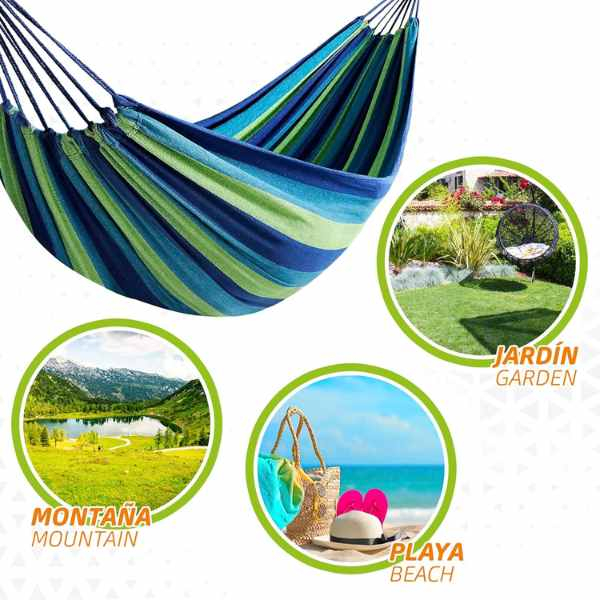 Relaxare în aer liber cu hamacul multicolor din bumbac, 185x80cm, suport până la 120kg [7]