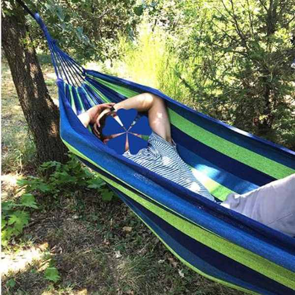 Relaxare în aer liber cu hamacul multicolor din bumbac, 185x80cm, suport până la 120kg [4]