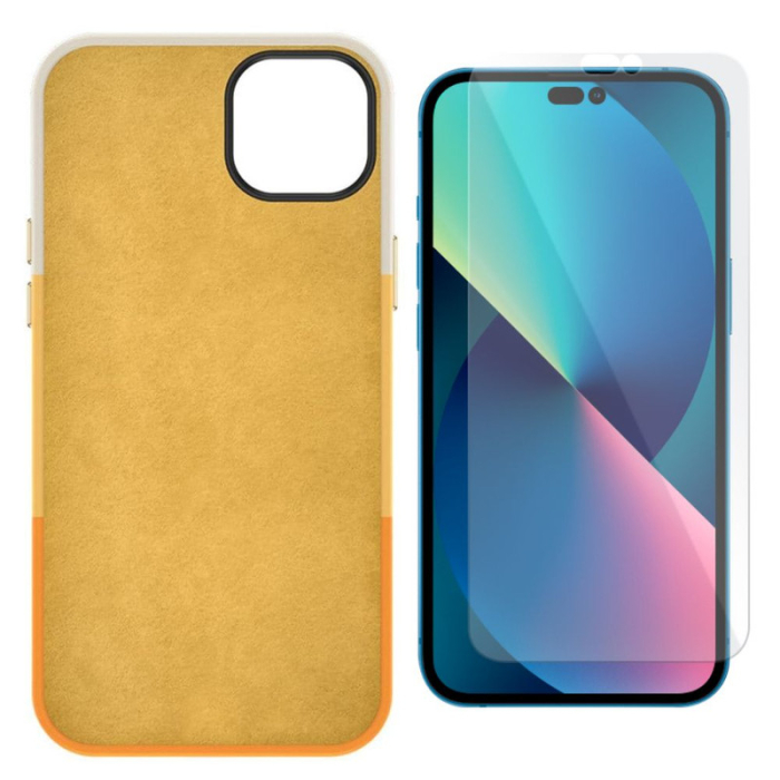 Husa de protectie cu armatura pe margini pentru Iphone 14 Pro Piele Ecologica Grosime 0.3 mm Portocaliu - IoArtify.ro [2]