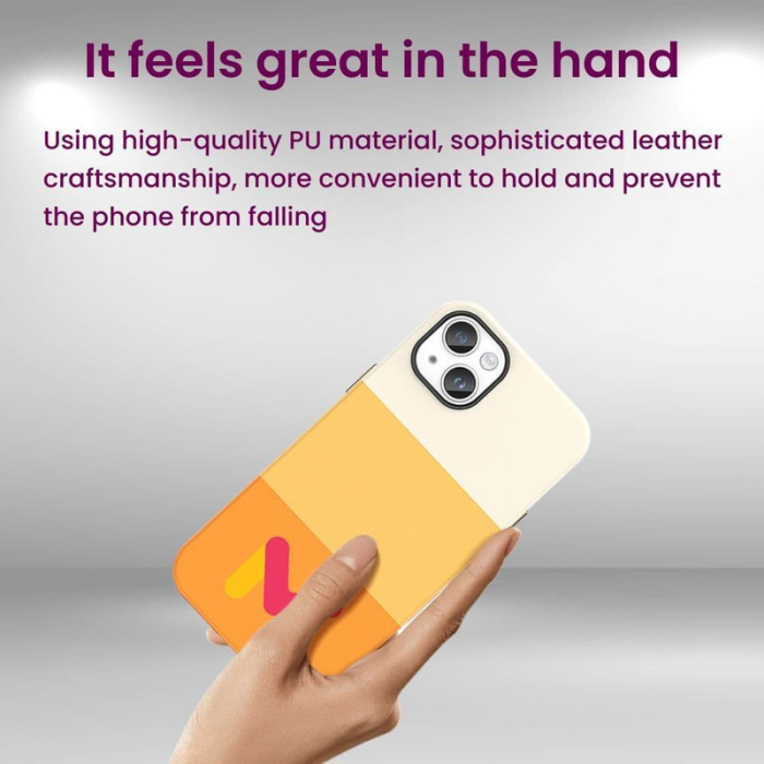 Husa de protectie cu armatura pe margini pentru Iphone 14 Pro Piele Ecologica Grosime 0.3 mm Portocaliu - IoArtify.ro [3]