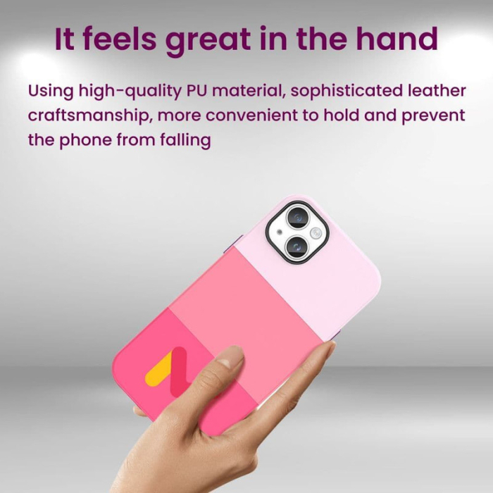 Husa de protectie cu armatura pe margini pentru Iphone 14 Pro Piele Ecologica Grosime 0.3 mm Roz - IoArtify.ro [3]