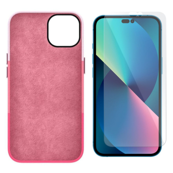 Husa de protectie cu armatura pe margini pentru Iphone 14 Pro Piele Ecologica Grosime 0.3 mm Roz - IoArtify.ro [2]