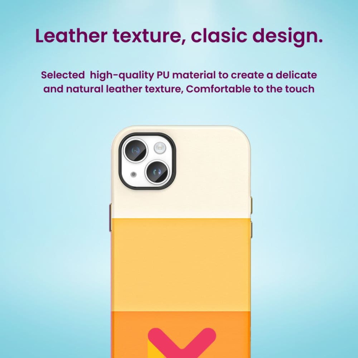 Husa de Protectie din Piele Ecologica cu Armaturi pe Margini pentru Iphone 14 Portocaliu Multicolor rezistenta la socuri - IoArtify.ro [6]