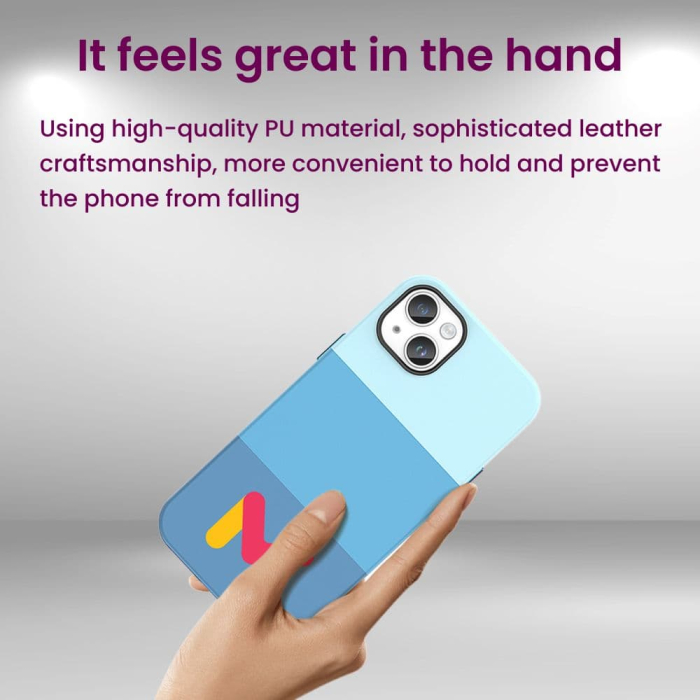 Husa de Protectie din Piele Ecologica cu Armaturi pe Margini pentru Iphone 14 Albastru Multicolor rezistenta la socuri - IoArtify.ro [3]