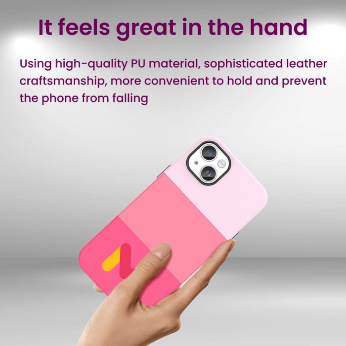 Husa de Protectie din Piele Ecologica cu Armaturi pe Margini pentru Iphone 14 Roz Multicolor rezistenta la socuri – IoArtify.ro [3]