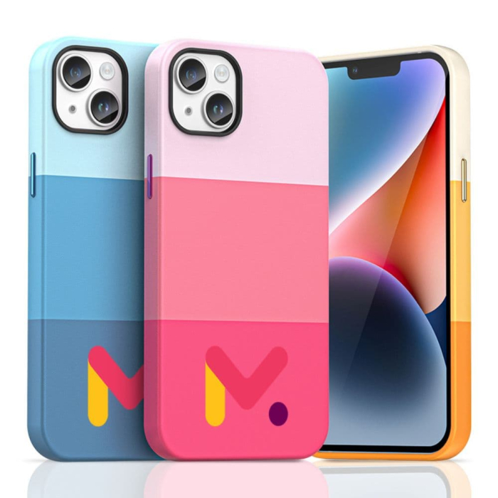 Husa de Protectie din Piele Ecologica cu Armaturi pe Margini pentru Iphone 14 Roz Multicolor rezistenta la socuri – IoArtify.ro [4]