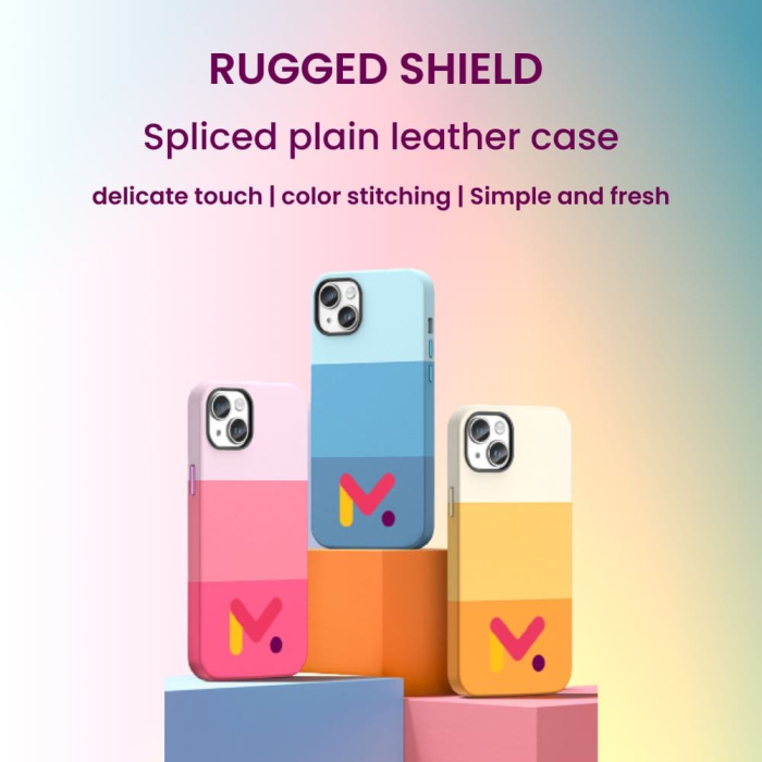 Husa de Protectie din Piele Ecologica cu Armaturi pe Margini pentru Iphone 14 Roz Multicolor rezistenta la socuri – IoArtify.ro [7]