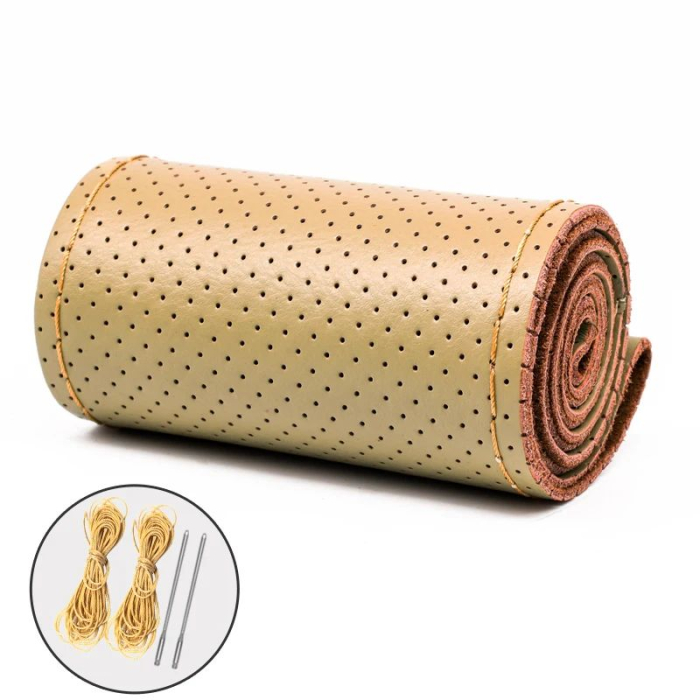 Husa volan din PIELE BEJ ATA BEJ diametru 37 39 cm cusatura manuala aspect ORIGINAL - IoArtify.ro [2]