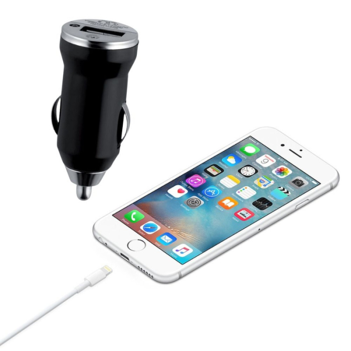 Incarcator pentru priza auto 1 x USB 1A si cablu de date si incarcare USB Lightning 2A 1m Fast Charging - IoArtify.ro [3]