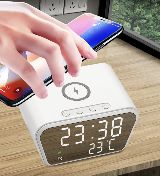 Incarcator Wireless Fast Charging 15W cu Ceas Digital si Termometru incorporat 11 x 8 x 6.5 cm Alb - IoArtify.ro [6]