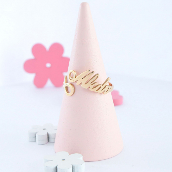 Inel Personalizat cu Nume și Simbol Infinit din Aur 14k – Eleganță și Semnificație Emoțională [2]