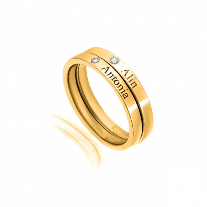 Inel cu Nume din AUR 14K si diamant natural [3]