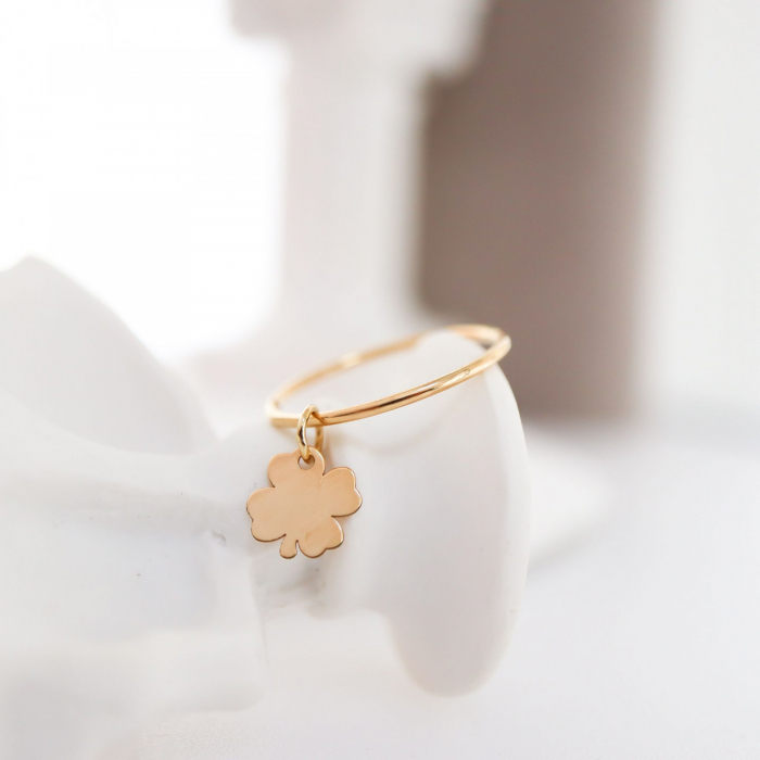Inel din Aur 14k cu Pandantiv Trifoi – Simbol Noroc și Eleganță pentru Orice Ocazie [3]