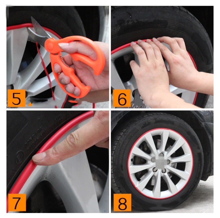 Inele de protectie si decor jante adezive din plastic flexibil rosu rezistenta la UV - IoArtify.ro [4]