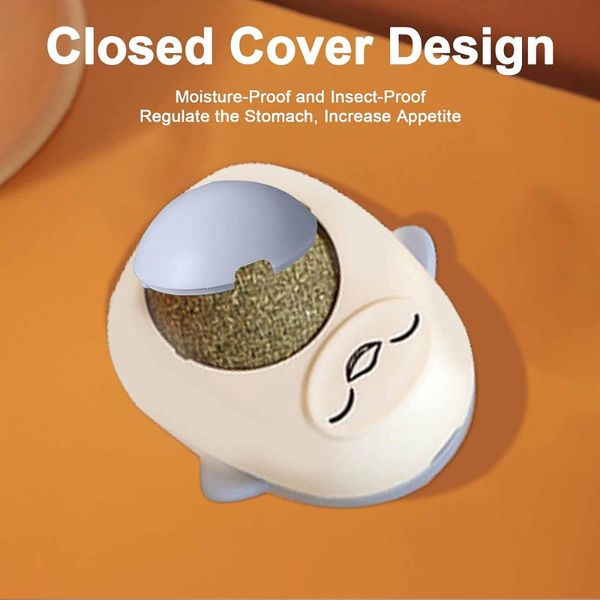 Jucarie interactiva Model Pinguin pentru pisicute cu minge rotativa 360 grade din iarba Catnip 4.3 x 6 cm Albastru – IoArtify.ro [6]