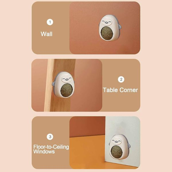 Jucarie interactiva Model Pinguin pentru pisicute cu minge rotativa 360 grade din iarba Catnip 4.3 x 6 cm Albastru – IoArtify.ro [8]