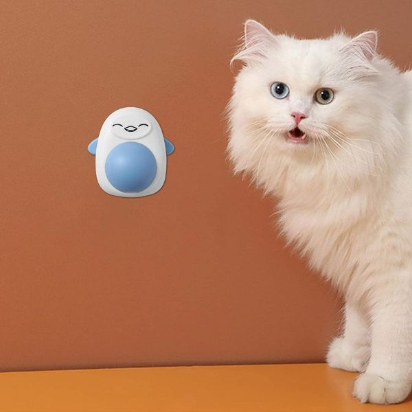 Jucarie interactiva Model Pinguin pentru pisicute cu minge rotativa 360 grade din iarba Catnip 4.3 x 6 cm Albastru – IoArtify.ro [5]