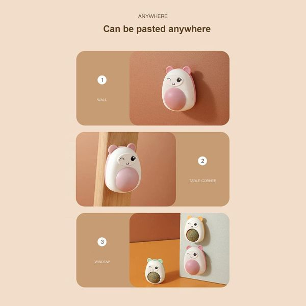 Jucarie interactiva Model Ursulet pentru pisicute cu minge rotativa 360 grade din iarba Catnip 4.3 x 6 cm Verde – IoArtify.ro [5]