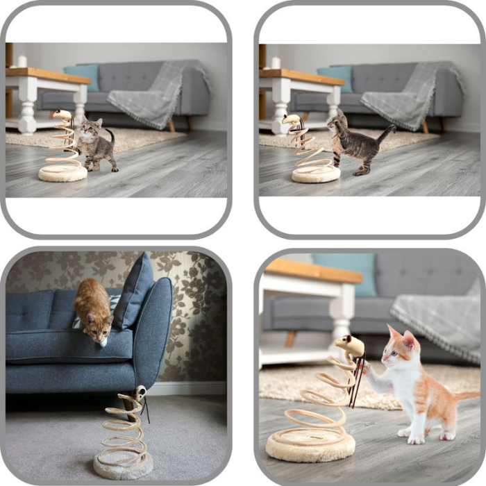 Jucarie interactiva pentru pisicute Ascutitor ghiare Model Soricel cu coada lunga 15 x 23 cm Bej – IoArtify.ro [10]