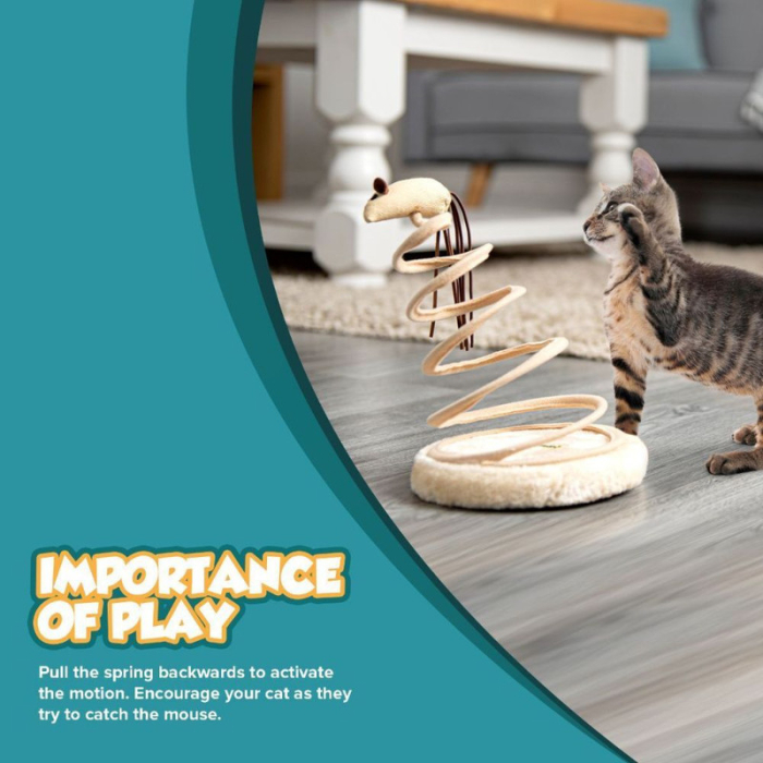 Jucarie interactiva pentru pisicute Ascutitor ghiare Model Soricel cu coada lunga 15 x 23 cm Bej – IoArtify.ro [8]
