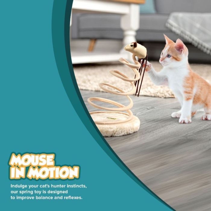 Jucarie interactiva pentru pisicute Ascutitor ghiare Model Soricel cu coada lunga 15 x 23 cm Bej – IoArtify.ro [7]