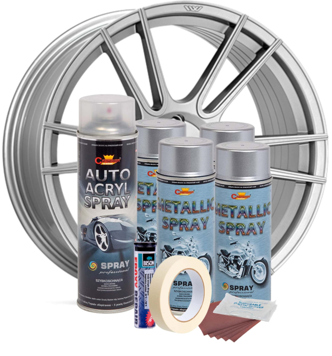 Kit complet reparatie si vopsire jante culoare Argintiu Metalizat V4 cu uscare rapida – IoArtify.ro [2]