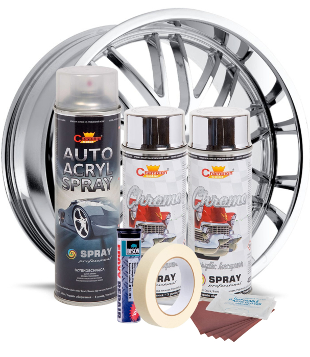 Kit complet reparatie si vopsire jante culoare Crom Metalic V2 cu uscare rapida – IoArtify.ro [2]