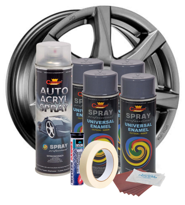 Kit complet reparatie si vopsire jante culoare Gri Inchis V4 cu uscare rapida si rezistenta sporita - IoArtify.ro [2]