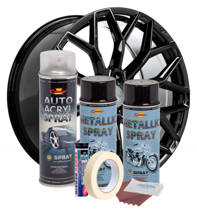 Kit complet reparatie si vopsire jante culoare Negru Metalizat V2 cu uscare rapida - IoArtify.ro [2]