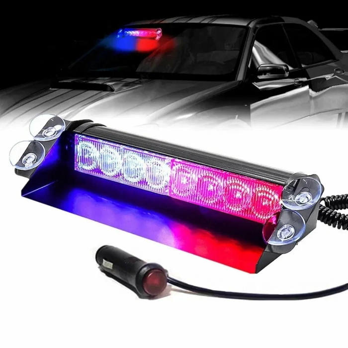 Lampa stroboscopica pentru parbriz montaj cu ventuze culori Rosu Albastru putere 8W alimentare 12V - IoArtify.ro [2]