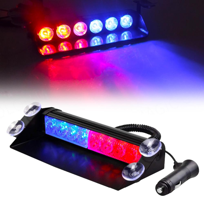 Lampa stroboscopica pentru parbriz montaj cu ventuze culori Rosu Albastru putere 8W alimentare 12V - IoArtify.ro [6]