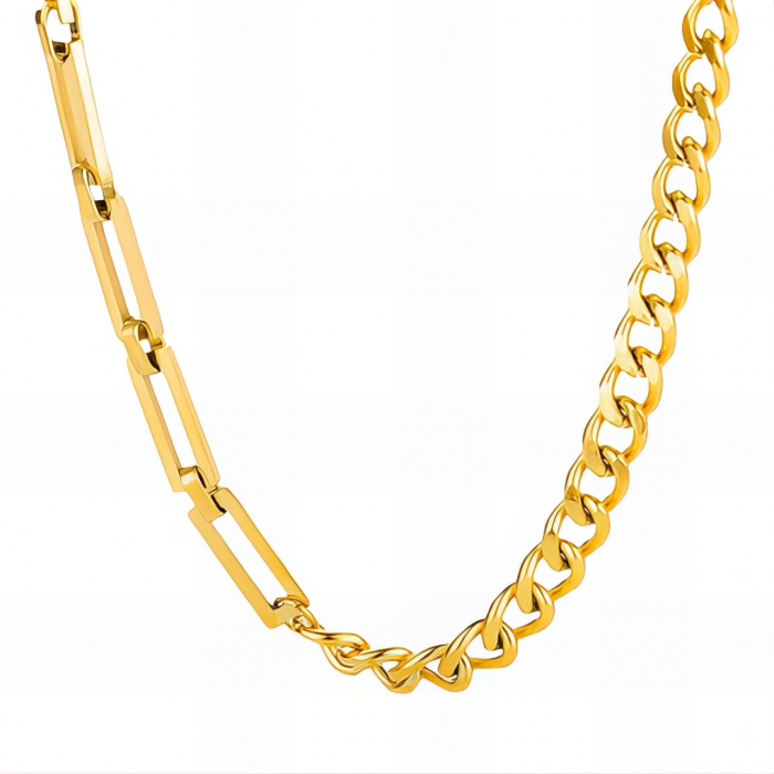 Lant MIX din Inox placat cu AUR 18K – Eleganță și Durabilitate, Dimensiune 40+5cm, 31g [1]