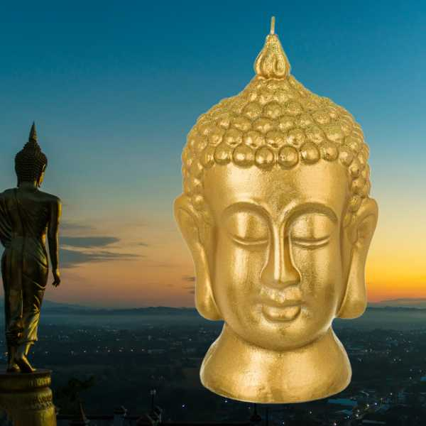 Lumanare Decorativa Model Cap Buddha 3D 11 x 21 cm Auriu - IoArtify.ro [3]