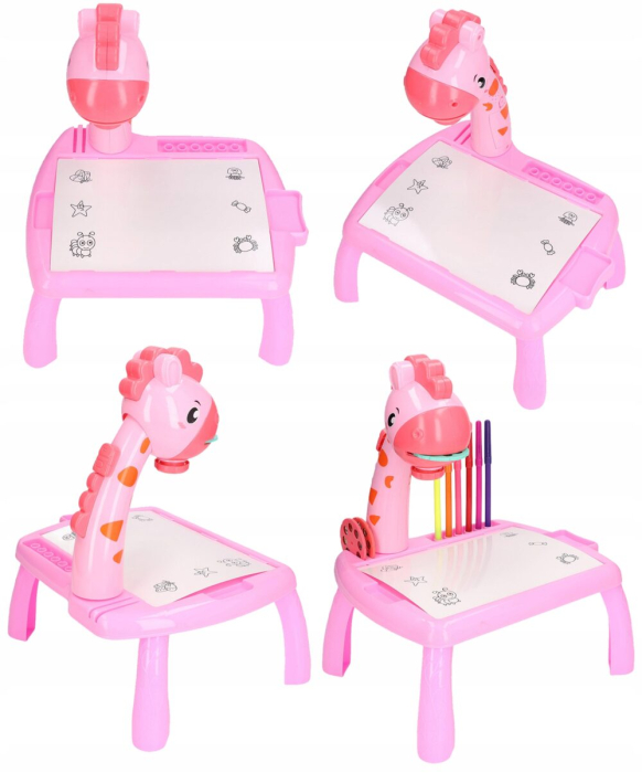 Masa Muzicala de Desen pentru copii cu Proiector model Girafa culoare Roz 24 imagini AVX-WT-222-2-PINK-GIRAFFE – IoArtify.ro [4]