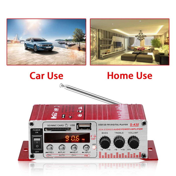 MINI amplificator auto AVX-MRS430 40W stereo cu radio FM și citire USB SD – IoArtify.ro [5]