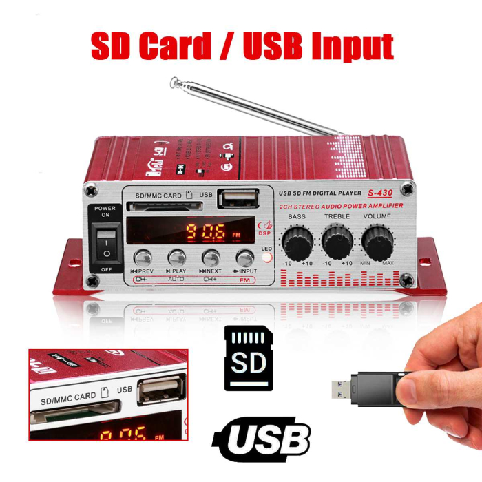 MINI amplificator auto AVX-MRS430 40W stereo cu radio FM și citire USB SD – IoArtify.ro [4]